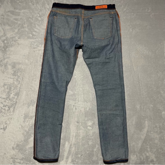 Jean Shop Jeans Mens Selvedge Skinny Fit Button Fly USA Raw Indigo Denim 33Wx33L - Picture 13 of 16